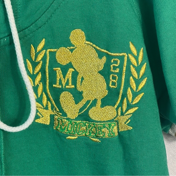Disneyland Mickey Mouse Hoodie Jacket Womens Large Green Gold Full Zip Y2K - Picture 2 of 11